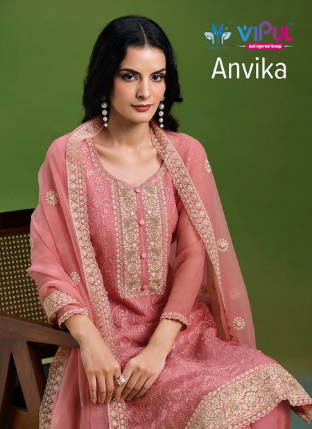 Anvika By Vipul Crinkle Chiffon Designer Salwar Suits Wholesale Online